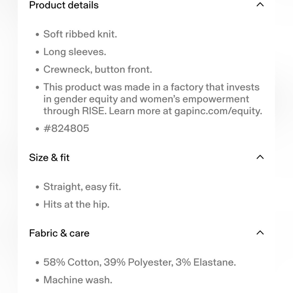 Gap Ribbed Button-up Top - Picture 7 of 7